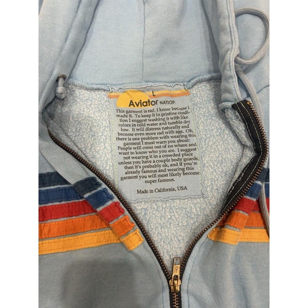 Aviator Nation Sky Blue 5 Stripe Set Hoodie and Sweatpants - Picture 4 of 9